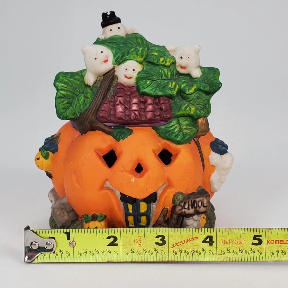 Halloween Pumpkin School House Ceramic Ghosts Jack-O-Lantern